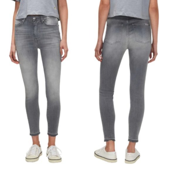 7 for All Mankind The Slim Cigarette Raw Hem GRAY SZ 26 - NEW! - Picture 1 of 16